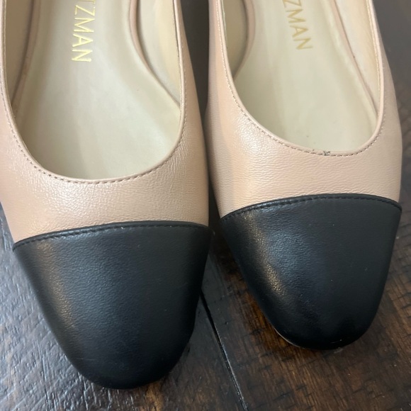 Stuart Weitzman Tan and Black Flats Pearl Heel Leather . Size 8B - Picture 8 of 10